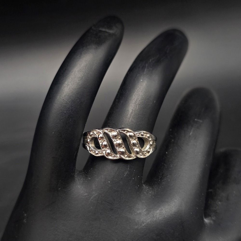 Avon 1980 Monaco Ring Size 5.5 Faux Marcasite Silver Tone Vintage